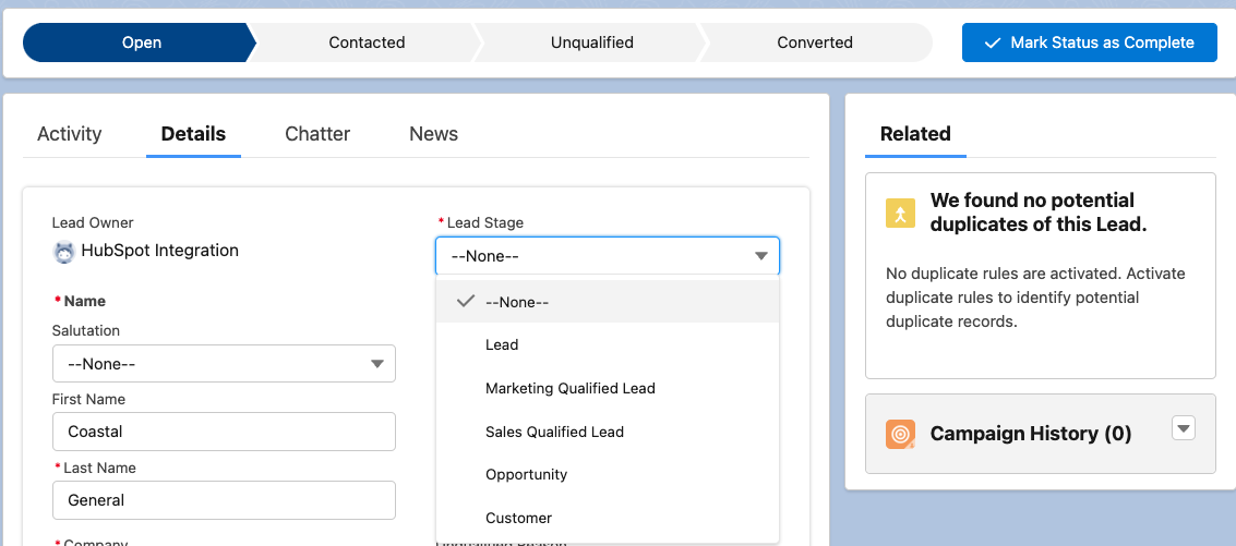 Salesforce Lead Stage Vs Lead Status